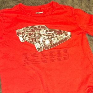 Old Navy Red Kids Long Sleeve Tee with Car Graphic